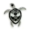 Broche Tortuga Imantada Plateada Blanco y Negro