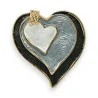 Golden Heart Magnetic Brooch in Black and White