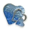 Broche Corações Sobrepostos em Tons de Azul