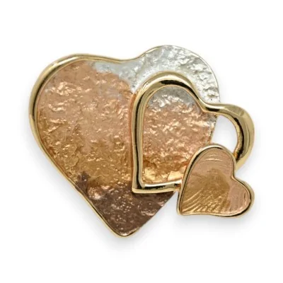 Magnetische Brosche mit goldenen Herzen Braune Nuancen