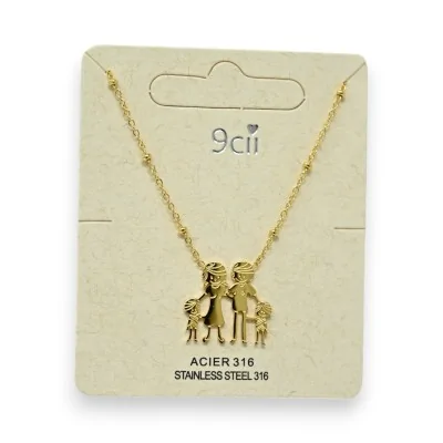 Collar Familia en Acero Inoxidable Dorado