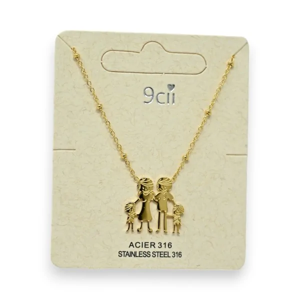 Colar Família em Aço Inoxidável Dourado