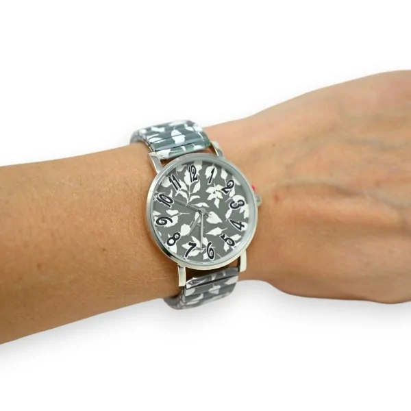 Ernest Elastic Watch Khaki and White Leaves