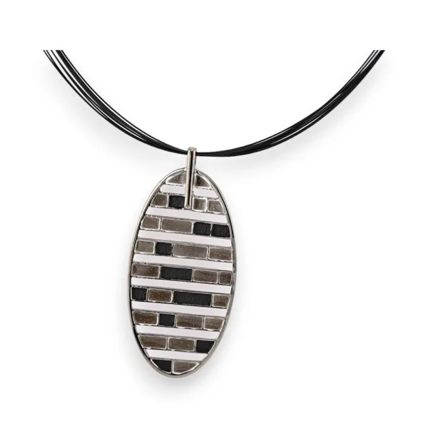 Ikita costume necklace with black and grey stripes