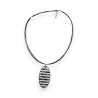 Collier Ikita Pendentif Ovale Rayures | Bijou Fantaisie Tendance