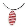 Collier Fantaisie Mosaïque Rouge Ikita | Bijou Élégant Pendentif Ovale