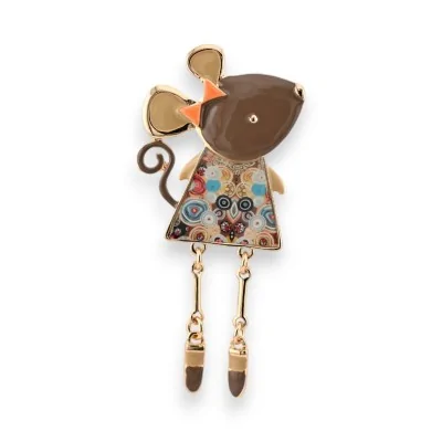Broche magnética Rato Fantasia Dourada marrom