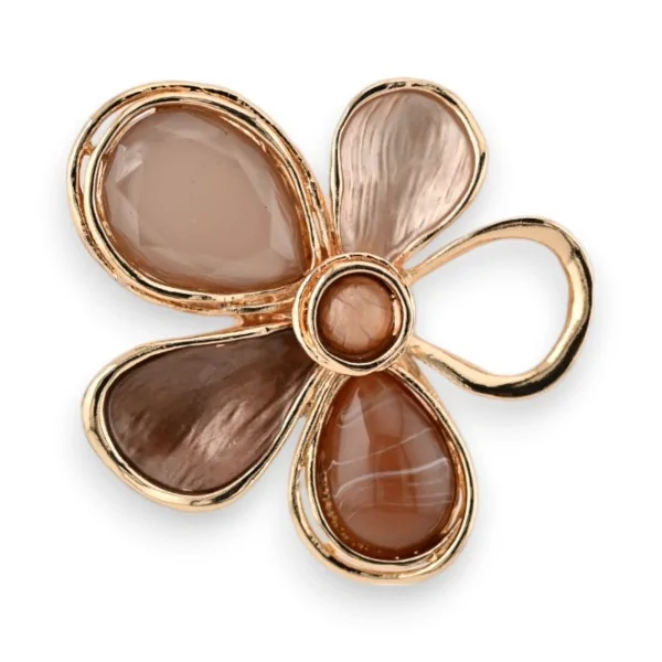 Broche Flor Fantasia Dourada e Marrom