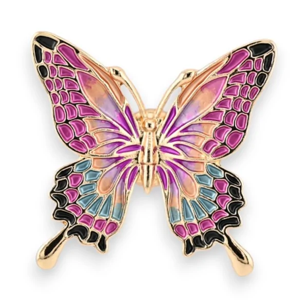 Broche Borboleta Fantasia Magnética em Tons de Rosa