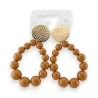 Brincos de aço dourado com pérolas caramelo