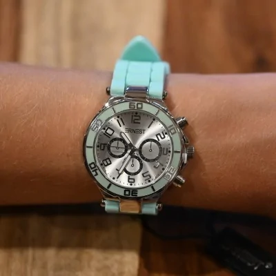Orologio Ernest in silicone verde acqua con quadrante cronografo