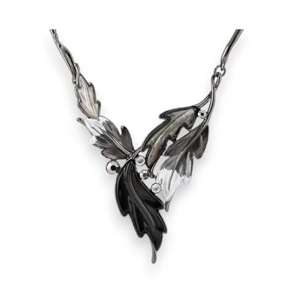 Grey and Black Leaf Costume Necklace by Belle Miss