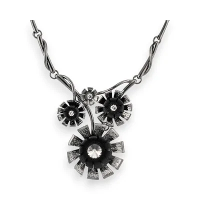 Schwarze und graue florale Modeschmuckkette von Belle Miss