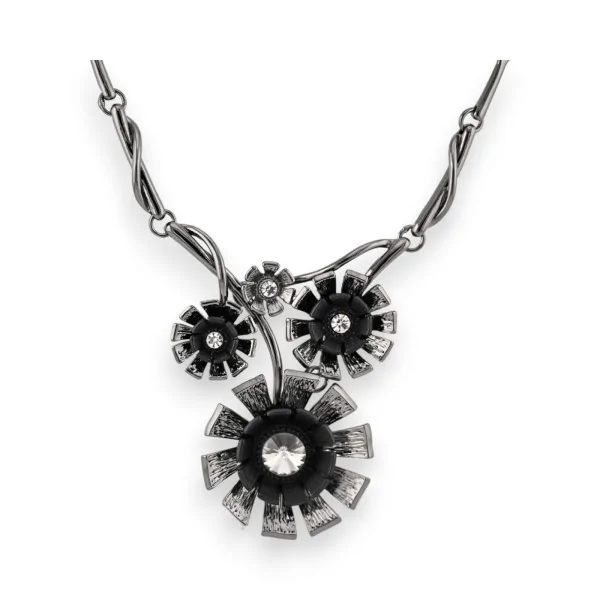 Floral Fantasy Necklace in Black and Gray by Belle Miss