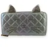 Portefeuille Chat Matelassé Holographique - Design Unique & Rangements Pratiques