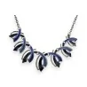 Trendy Metallic Midnight Blue Leaf Necklace | Elegant Fashion Jewelry