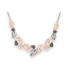 Collier Fantaisie Feuilles Art Déco Rose & Argent | Bijou Élégant Ajustable