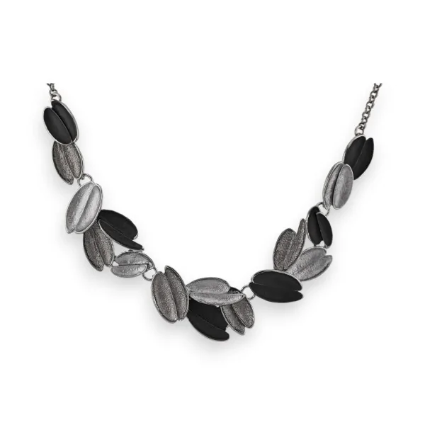 Ikita costume necklace with grey and black petals