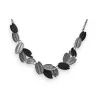 Collier Fantaisie Ikita Pétales - Bijou Design Argenté et Noir | Mode Tendance