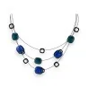 Colar Fantasia 3 Fileiras Ikita Azul Royal e Verde Pato