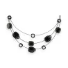 Collier Fantaisie 3 Rangs Ikita - Pastilles Noires et Grises | Mode Tendance