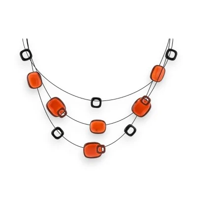 Ikita 3-row orange disc fashion necklace
