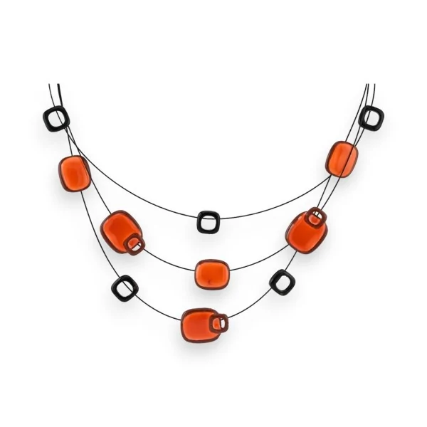 Ikita 3-row orange disc fashion necklace