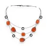 Collana Fashion Ikita a 3 Fili con Pastiglia Arancione | Gioiello Moda Trendy