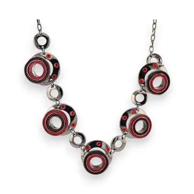 Collar de Fantasía Círculos Diseño Rojo de Belle Miss
