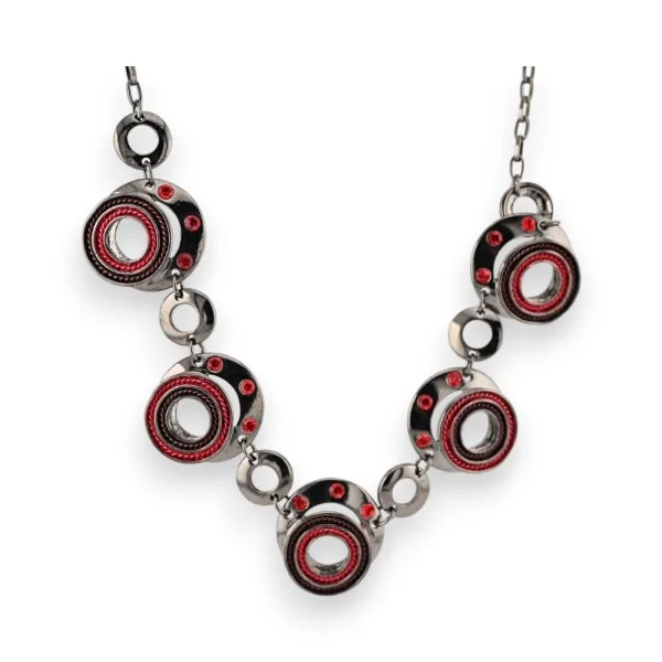 Fashion Necklace with Red Circle Design by Belle Miss