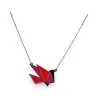 Collier Origami Cocotte Rouge Fuchsia Ikita | Bijou Fantaisie Géométrique