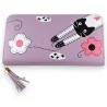 Portefeuille Chat Parme | Accessoire Mode Kawaii avec Compartiments | Mode Tendance