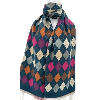 Soft multicolored plaid scarf