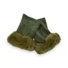 Mitaines Velours Kaki Doublées Fausse Fourrure | Accessoire Mode Hiver Femme