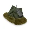 Mitones de Terciopelo Verde Oliva Forrados con Piel Sintética | Accesorio de Moda de Invierno para Mujer
