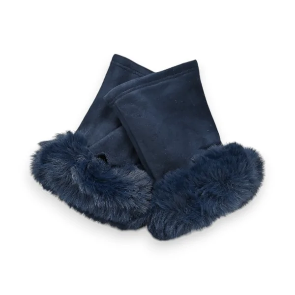Muffole in ecopelliccia blu marino