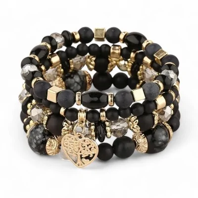 Bracciale multifilo fantasia nero