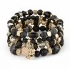 Bracelet Multi-Rangs Fantaisie Noir et Or avec Breloque Arbre de Vie | Mode Tendance