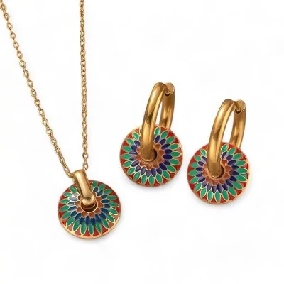 Parure bijoux mandala acier...