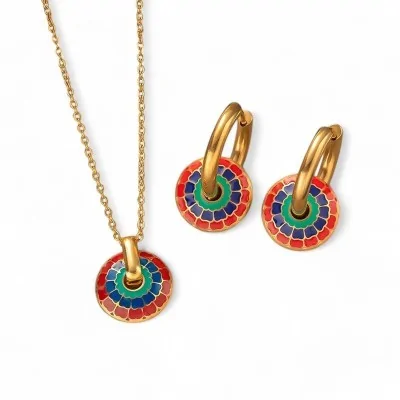Parure Bijoux acier doré...
