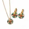 Parure Bijoux Fleurie en Acier Doré | Collier et Boucles d'Oreilles Élégantes