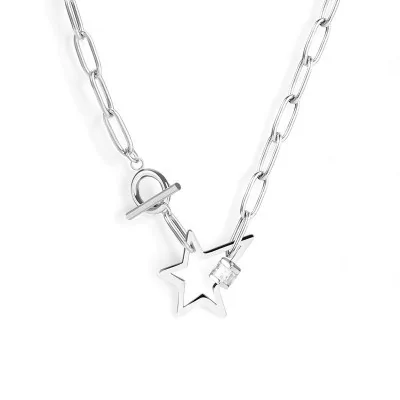 Off-Center Star Necklace Silver Steel