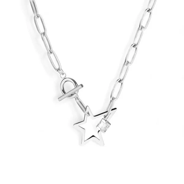 Collana Stella Spostata Acciaio Argentato