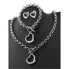 Set di gioielli a cuore in acciaio inossidabile Argento