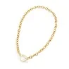 Collana a catena in acciaio dorato con chiusura a medaglione