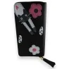 Portafoglio Gatto Nero Motivo Floreale | Design Kawaii Esclusivo | Moda Trendy