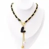 Collier Coeur Asymétrique Doré & Noir | Bijou Élégant Mode Tendance