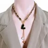 Collar Corazón Asimétrico Dorado y Negro | Joya Elegante Moda Tendencia