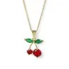 Collier Pendentif Cerise Cristal | Bijou Fantaisie Doré Tendance