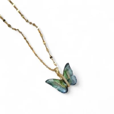 Collier Acier doré Papillon...